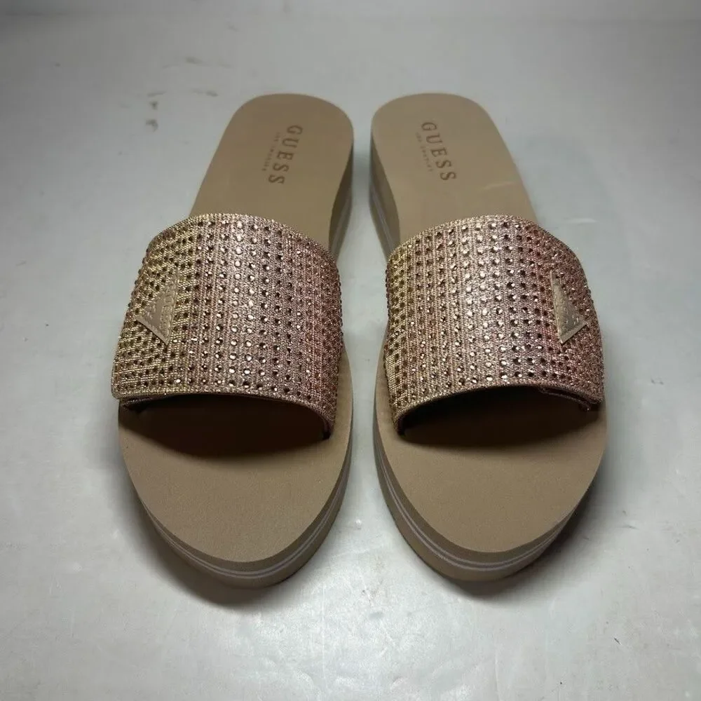 GUESS Womens 7 M Light Pink Abet Open Toe Platform Slide Sandals NEW FX2